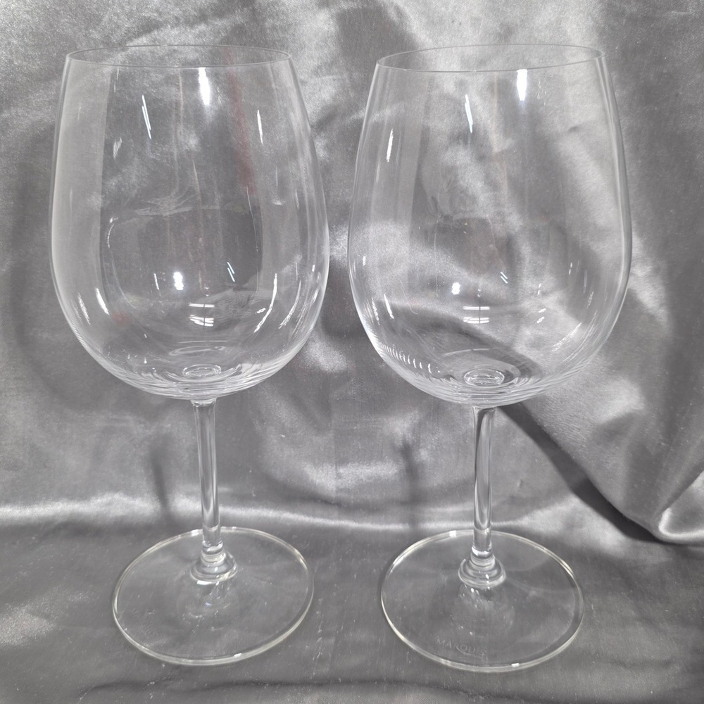 Marquis by Waterford Wine Glasses Set of 2 Clear Crystal Stemware Balloon Shape